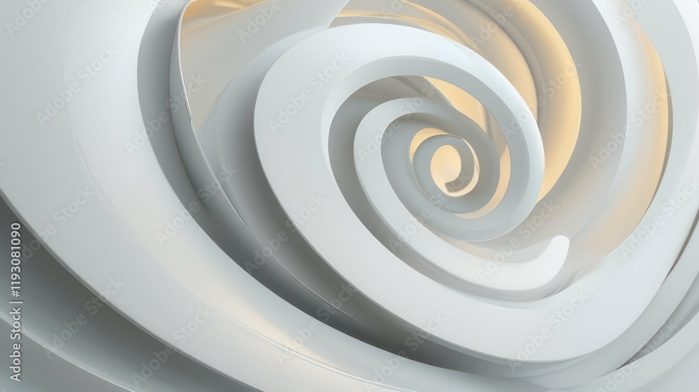 Poster elegant white spiral design with smooth curves, creating a modern and artistic atmosphere