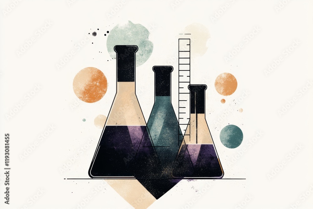 Poster a vintage-style poster of uv light use in a laboratory, featuring hand-drawn illustrations of glowin