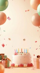 Joyful birthday celebration with colorful cake festive decor indoor setting cheerful atmosphere vibrant viewpoint