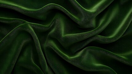 Obraz premium Luxurious dark green velvet fabric with soft folds and smooth texture, ideal for elegant backgrounds