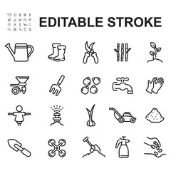 Collection of agriculture related icons. Thin line vector.