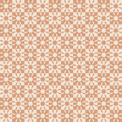Beige Tile Abstract Stars Flowers Geometric Pattern Modern Shapes Background