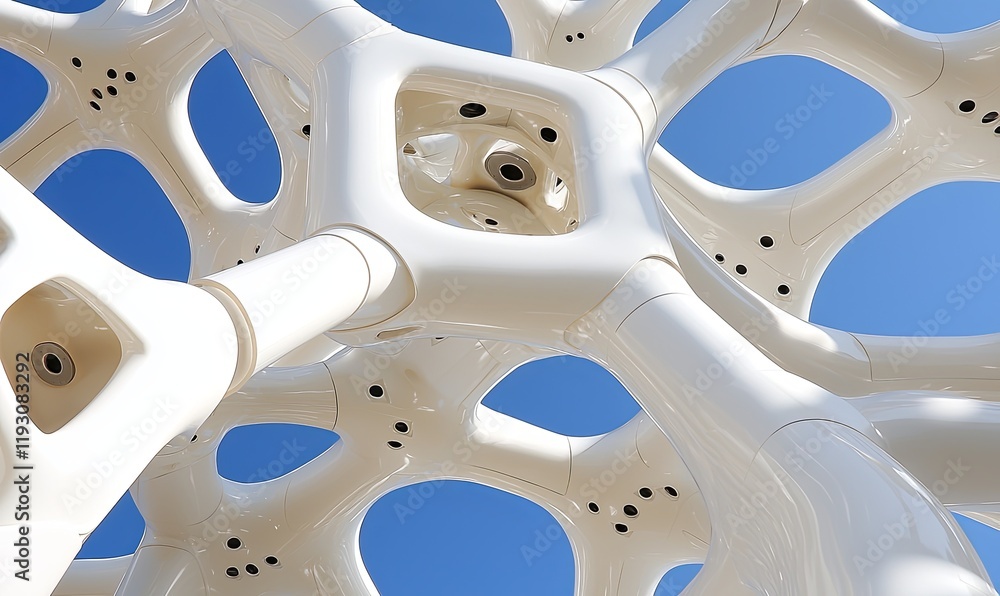Aufkleber white abstract structure against blue sky, ideal for architecture or design projects.