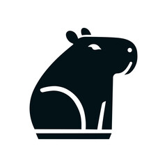 Capybara logo, black silhouette on white background. Isolated Vector Animal Template for Logo Company, Icon, Symbol etc