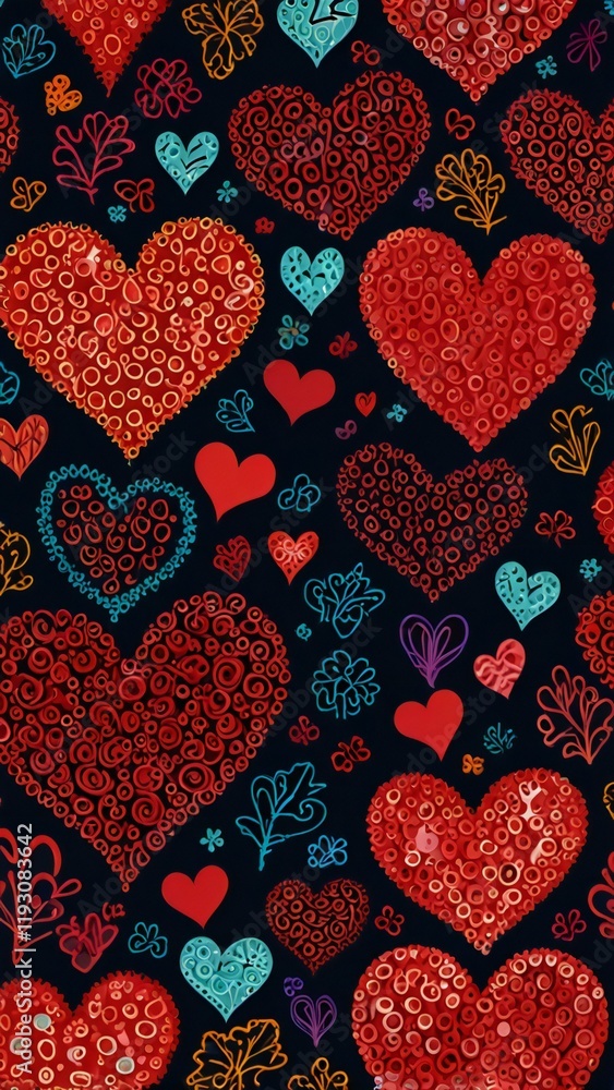 Wall mural seamless pattern with hearts