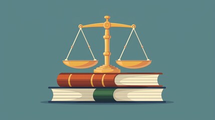 Law and Justice Book Icon: Scales of Justice on Book Cover