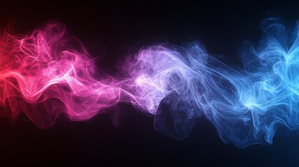 Fototapeta premium Abstract colorful smoke swirls, dark background, design element
