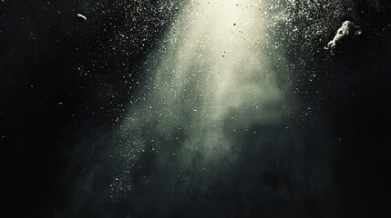 Obraz premium Light beams and particles underwater, creating a mystical and serene scene. Nature, ocean, depth, atmosphere, aquatic. Generative by AI.