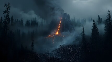 Fototapeta premium a active vulcano with lava and magma