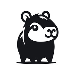 Capybara cartoon, black silhouette on a white background. Isolated vector