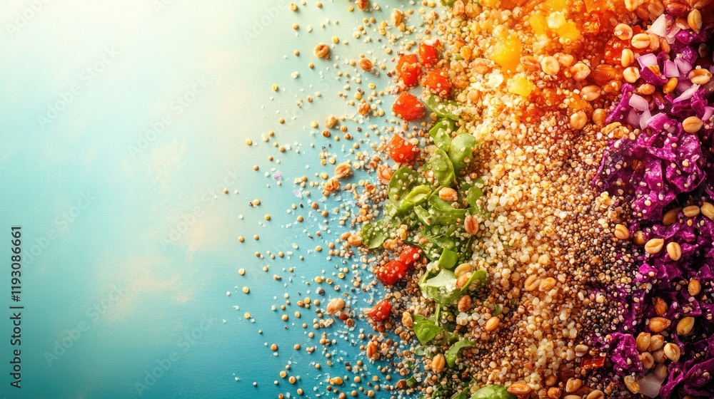 Aufkleber bold creative representation of grain salads through abstract overlapping layers of vibrant textures