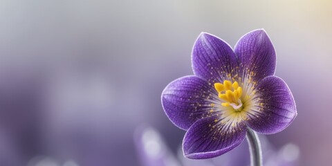 A purple flower with yellow spots is shown in a close up