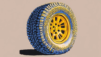 Obraz premium Premium off-road tire built for challenging terrains with aggressive tread pattern for enhanced stability style book illustration