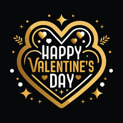 Bold and Beautiful Valentine's Day T-shirt Design in Black and Gold