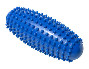 Oval rubber blue massager with spikes on isolated background, animal toy
