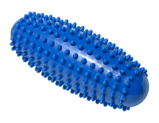 Oval rubber blue massager with spikes on isolated background, animal toy