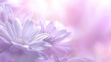 A soft focus image of aster monch flowers, their petals creating a tranquil and calming scene.