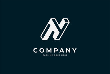 Initial NY Monogram Logo, letter N Y with monoline design logo inspiration, vector illustration