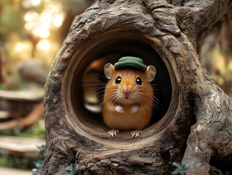 St. Patrick's Day. Cartoon cute moouse in green hat leprechaun