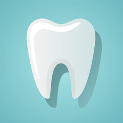 Tooth. Vector clipart isolated on blue background.