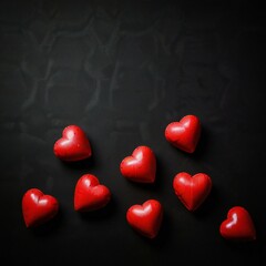 Fototapeta premium red hearts on black background
