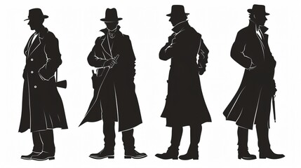 Detective Character Silhouette Vector Illustration for Graphic Design Projects