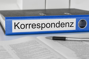 Aktenordner mit der Beschriftung Korrespondenz