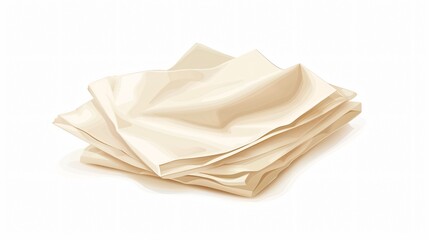 Clean Paper Napkin on White Background: Cartoon Vector Illustration