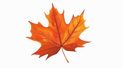 Vibrant Maple Leaf on White Background - Autumn Cartoon Illustration