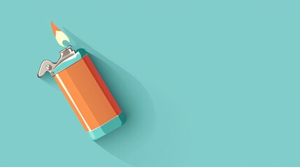 Professional Top View of Gas Lighter on Light Blue Background