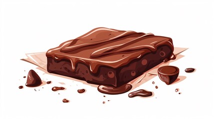 Dark Chocolate Piece Isolated on White Cartoon Vector Illustration