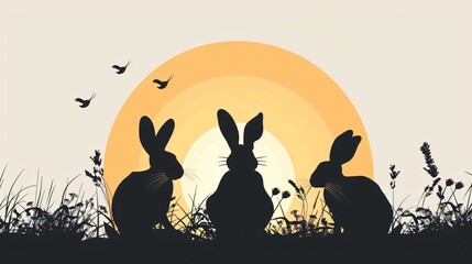Abstract Rabbit Silhouette Vector Illustrations for Graphic Design Projects