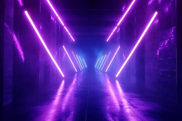 Neon Corridor with Vibrant Purple and Blue Lighting