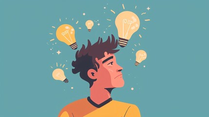 Creative Ideas Reception in Flat Style Design Cartoon Vector Illustration