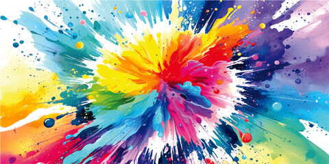 Vector vibrant abstract colorful watercolor paint stains background.