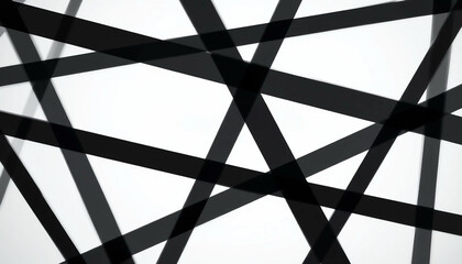 Intersecting black and transparent lines and shapes create a dynamic visual effect against a light gray background, forming an abstract geometric pattern that adds depth and complexity.