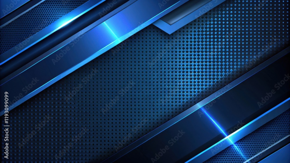 Poster abstract blue metallic grid overlay design with diagonal stripes