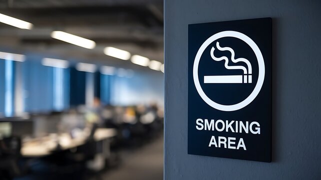 A sign for designated smoking area in the workplace for business use and commercial purposes