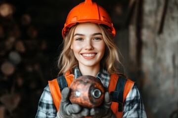 A worker in a factory proudly holding a finished product, symbolizing the value of hard work and craftsmanship