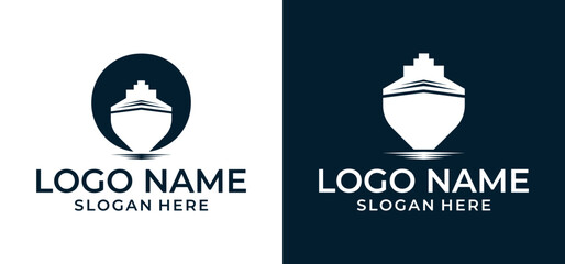 Ship icon. Boats, yachts with spiral elements. Front view. Vector simple flat graphic illustration.