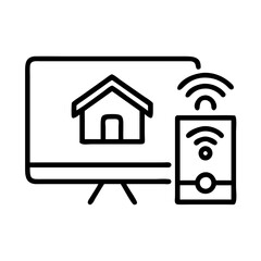 smart home control for tv icon, smart home control for tv line art - simple line art of smart home control for tv, perfect for smart home control for tv logos and icons and themed design