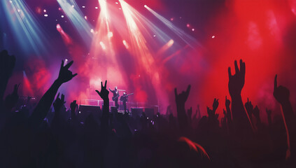 Concert crowd enjoying the show with colorful lights