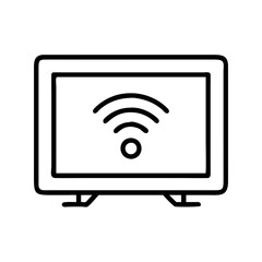 tv with wi fi symbol icon, tv with wi fi symbol line art - simple line art of tv with wi fi symbol, perfect for tv with wi fi symbol logos and icons and themed design