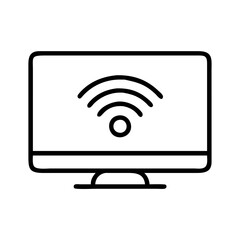 tv with wi fi symbol icon, tv with wi fi symbol line art - simple line art of tv with wi fi symbol, perfect for tv with wi fi symbol logos and icons and themed design