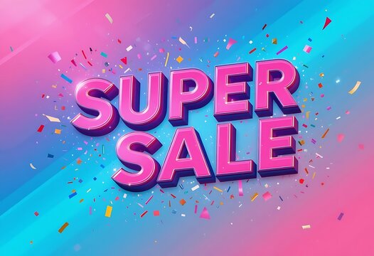 Super Sale Announcement with Confetti Celebration