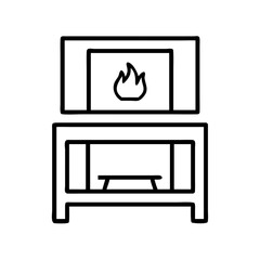 tv mounted above fireplace icon, tv mounted above fireplace line art - simple line art of tv mounted above fireplace, perfect for tv mounted above fireplace logos and icons and themed design