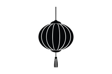 Obraz premium Silhouette illustration of a traditional Chinese lantern like small drum and connected by a string.eps