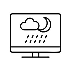 tv on a rainy night icon, tv on a rainy night line art - simple line art of tv on a rainy night, perfect for tv on a rainy night logos and icons and themed design