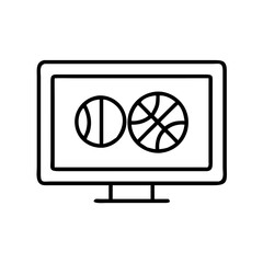 tv with a sports game on icon, tv with a sports game on line art - simple line art of tv with a sports game on, perfect for tv with a sports game on logos and icons and themed design
