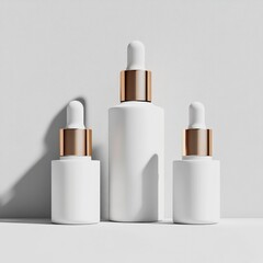 Minimalistic design showcases elegant skincare bottles with slee